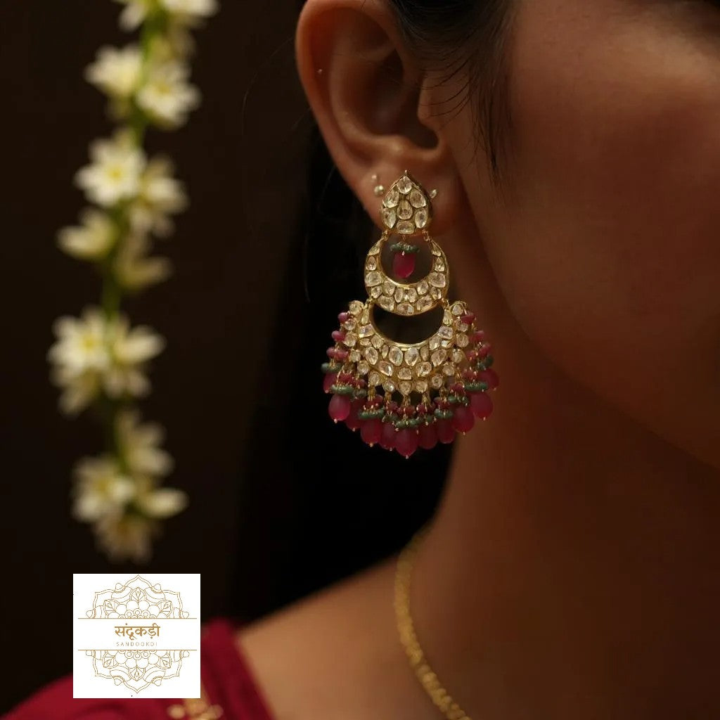 “Gulbahar Kundan Chandbali Earrings”