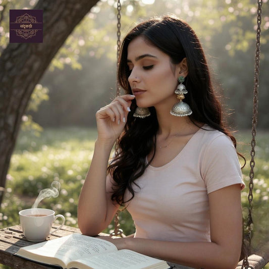 Vasant Vibes Silver Jhumkas