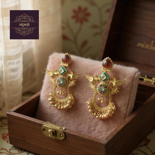 “Mayura Leela Heritage Earrings” – The Dance of Divine Birds