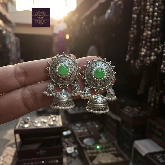 “Vrinda Tribal Silver Jhumkas” – Echoes of the Earth