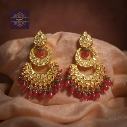 “Gulbahar Kundan Chandbali Earrings”